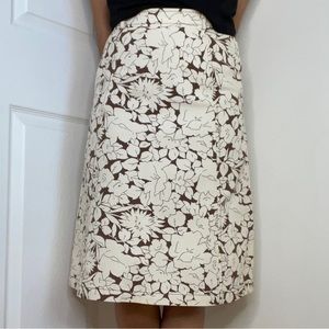 Floral A-Line Skirt in Brown and Cream